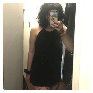 black chiffon and lace tank top